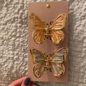 Piper K Gold Metal Butterfly Hair Clips 2 pack ✨Never Used✨